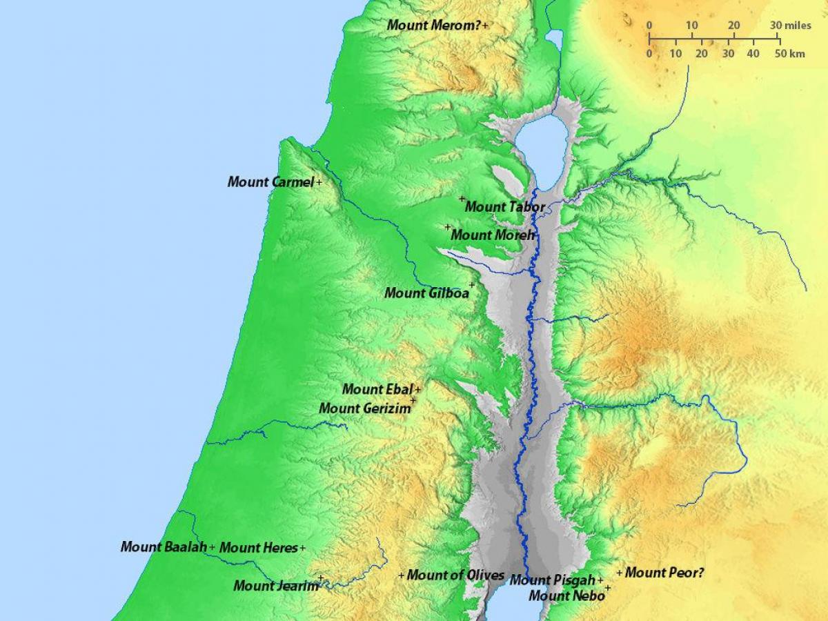 map of israel mountains