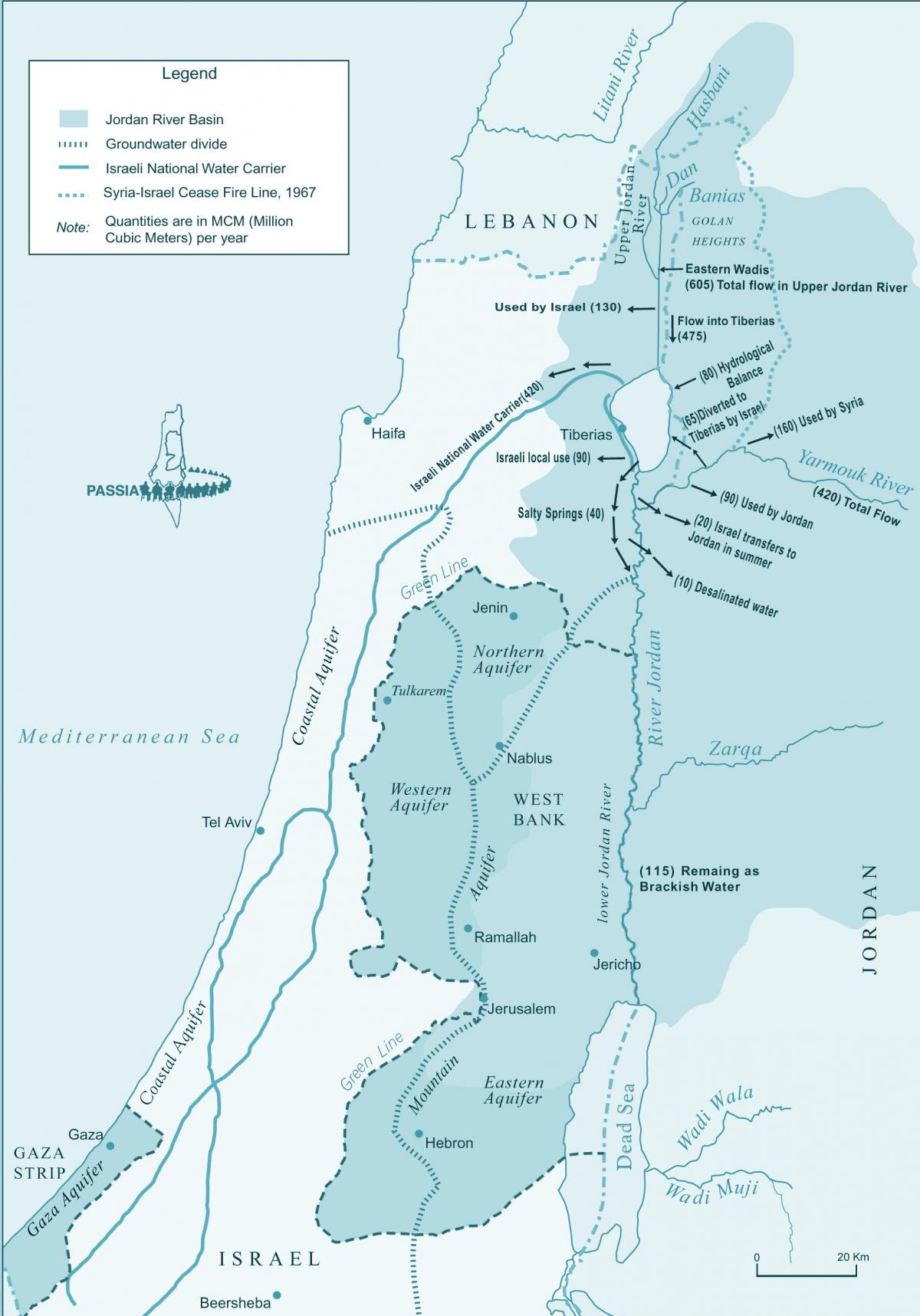 map of israel river