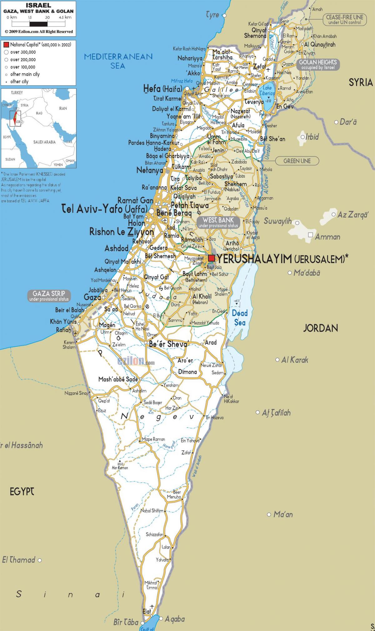 map of israel roads